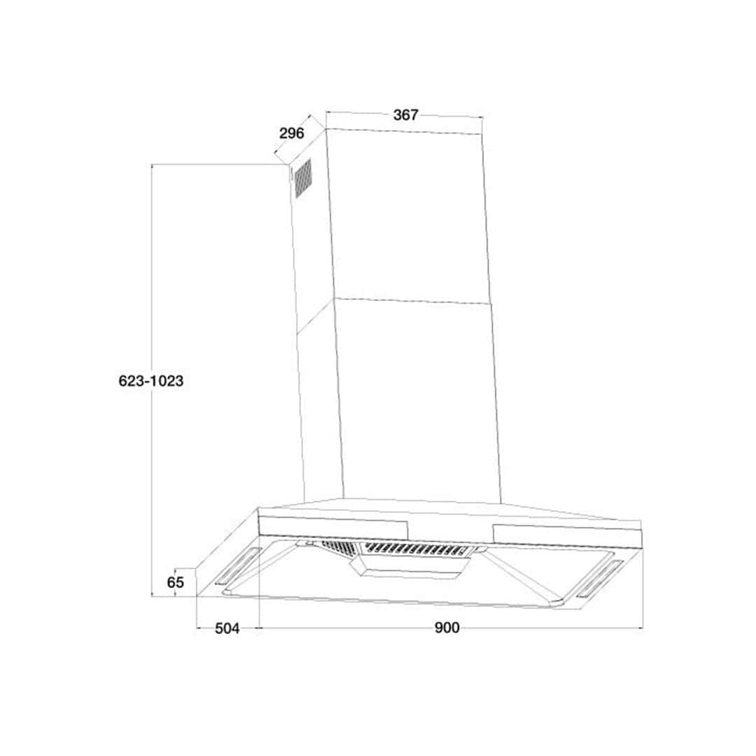 Häfele 90cm 3-Speed Wave Motion T-Shape Hood - Image 2