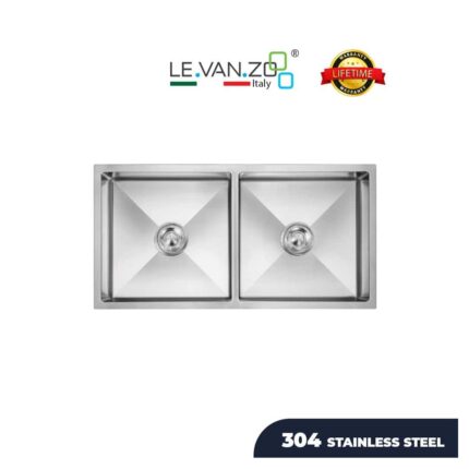 LEVANZO Stainless Steel Glass Kitchen Sink / Model: H8847BB