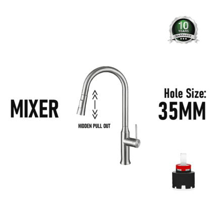 Kitchen Sink Pull Out Faucet Hot Cold Water Mixer Tap (Model: 7744)