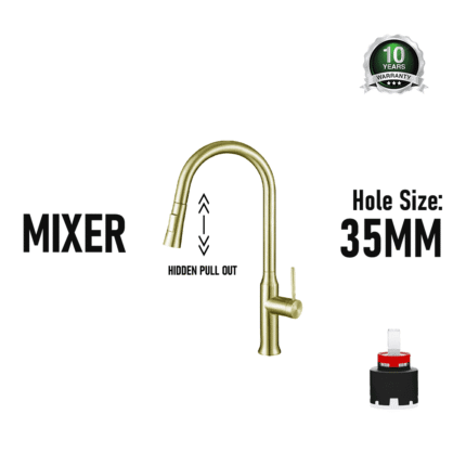 Kitchen Sink Pull Out Faucet Hot Cold Water Mixer Tap (Model: 7744G)