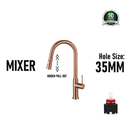 Kitchen Sink Pull Out Faucet Hot Cold Water Mixer Tap (Model: 7744RG)