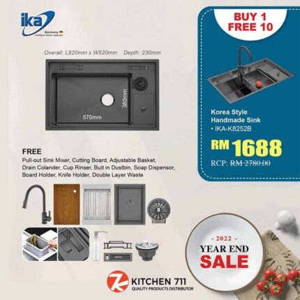 YEAR END SALES Korea Style Handmade Kitchen Sink Model: K8252B Buy 1 Free 10